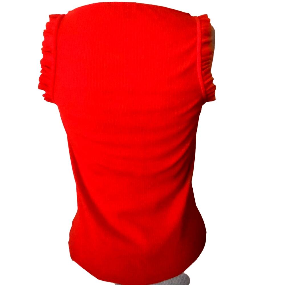 J Crew Red Ruffle Sleeveless Knit Top Size XS - Picture 2 of 4